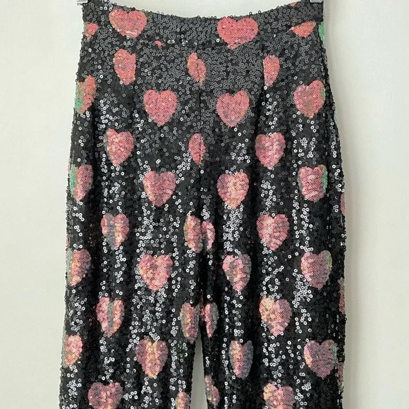 Nasty Gal Heart Sequin Wide Leg Pants 4 - Picture 6 of 8